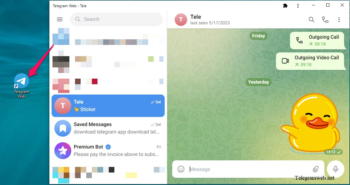 Download Telegram Web using Google Chrome