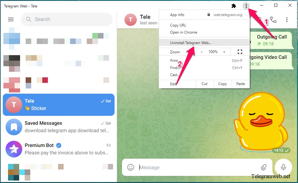 Download Telegram Web using Google Chrome