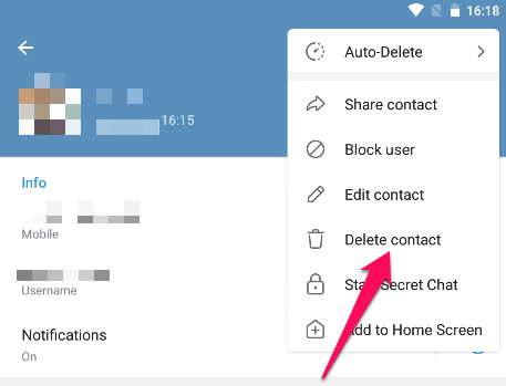 How to delete Telegram contacts