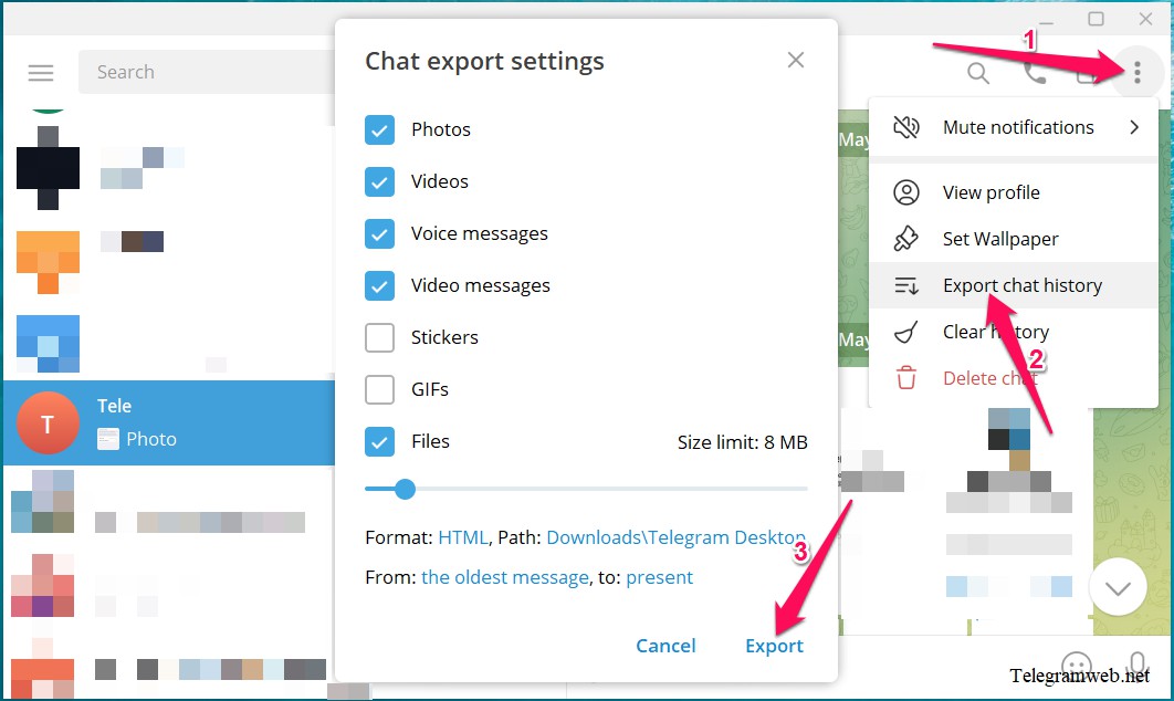 Export any Telegram chat history
